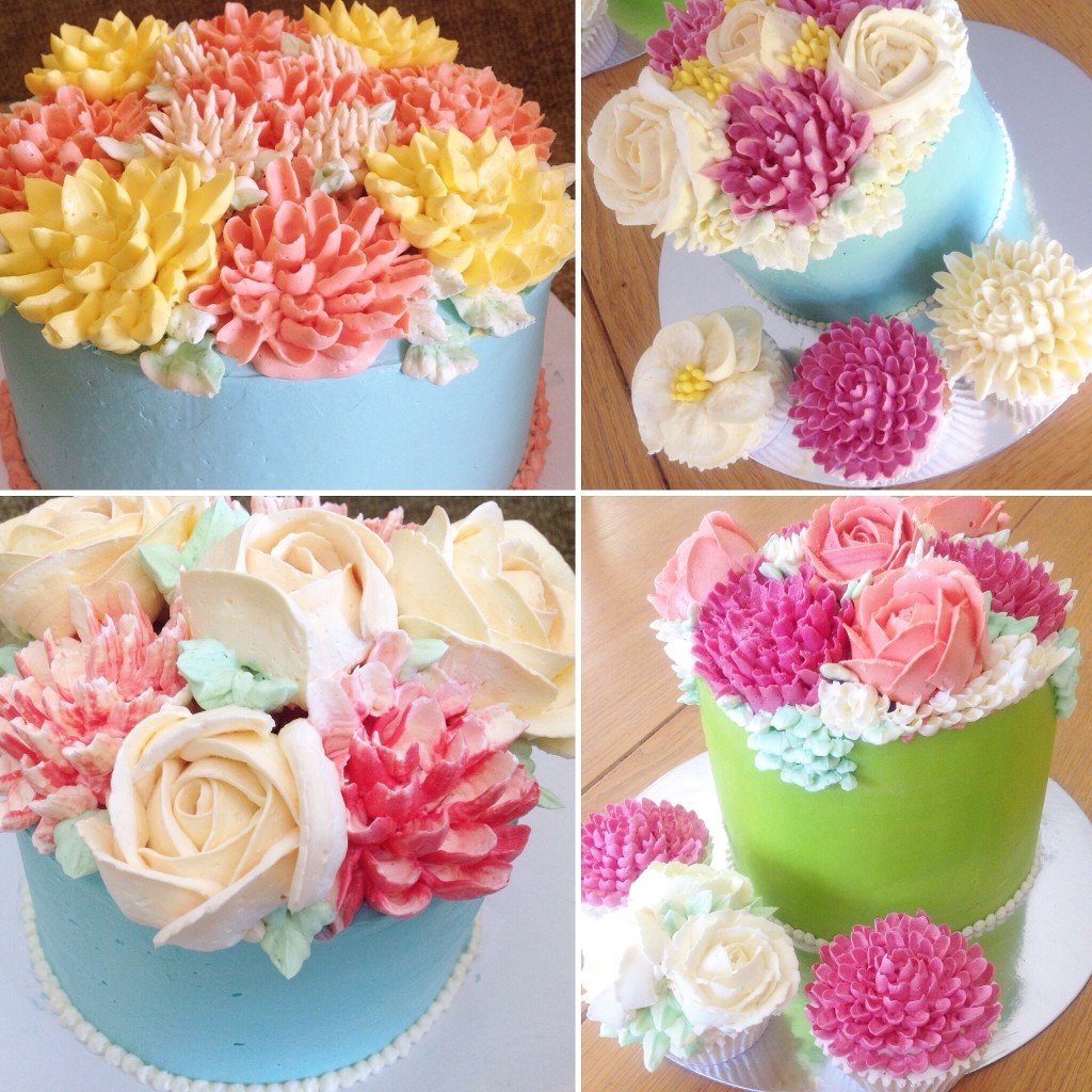 Piped buttercream flower cake